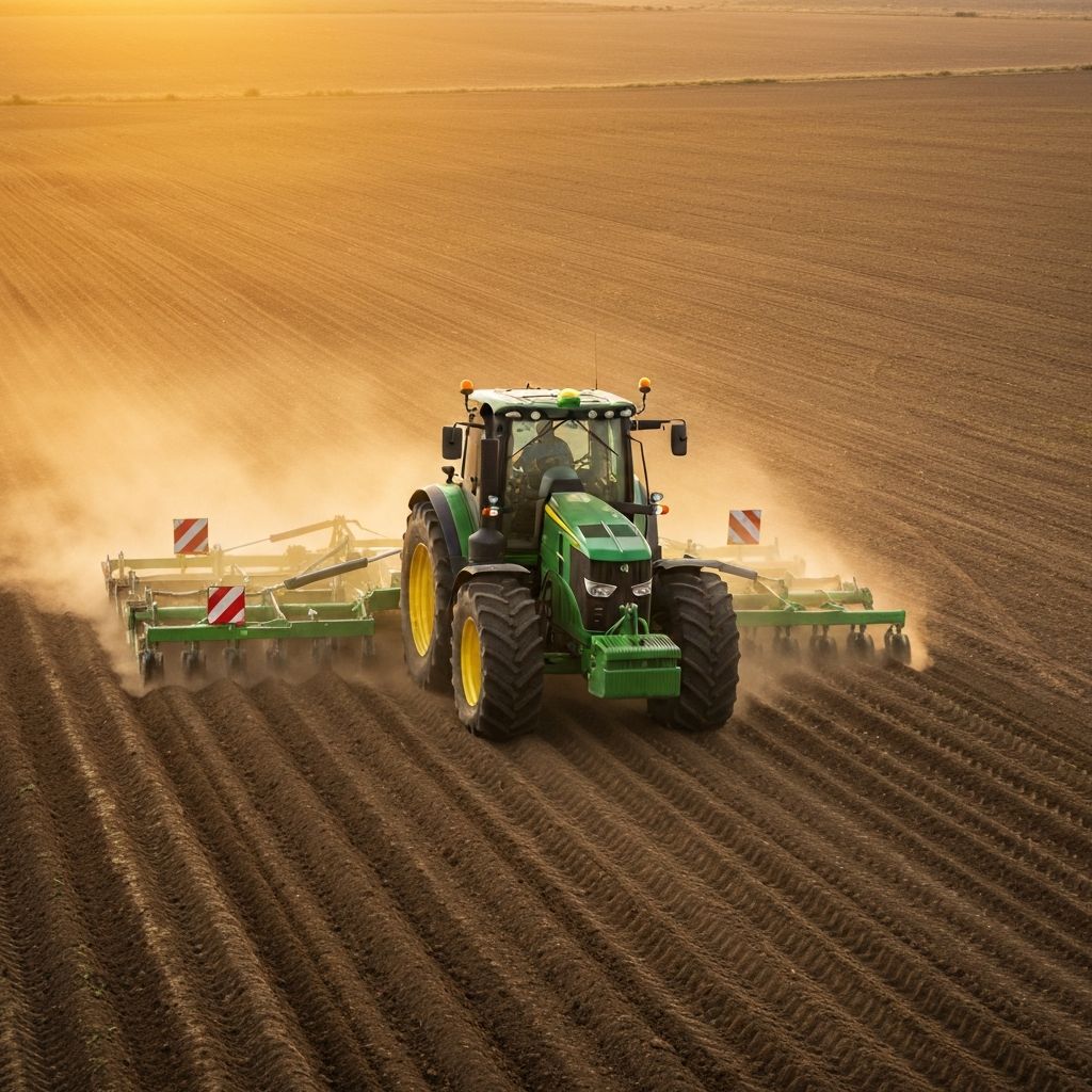 Modern agricultural machinery at work
